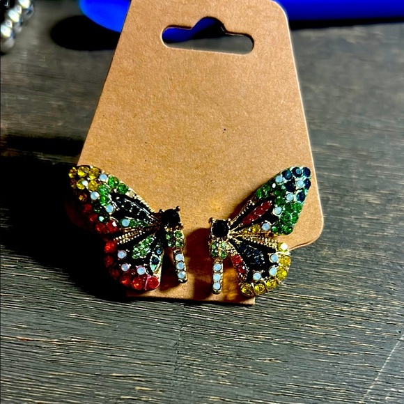 Colorful Butterfly Earrings Gemstone - Picture 1 of 3